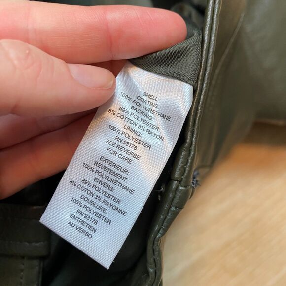 T Tahari Faux Leather Biker Moto Jacket Women's M Color Green - Picture 7 of 9